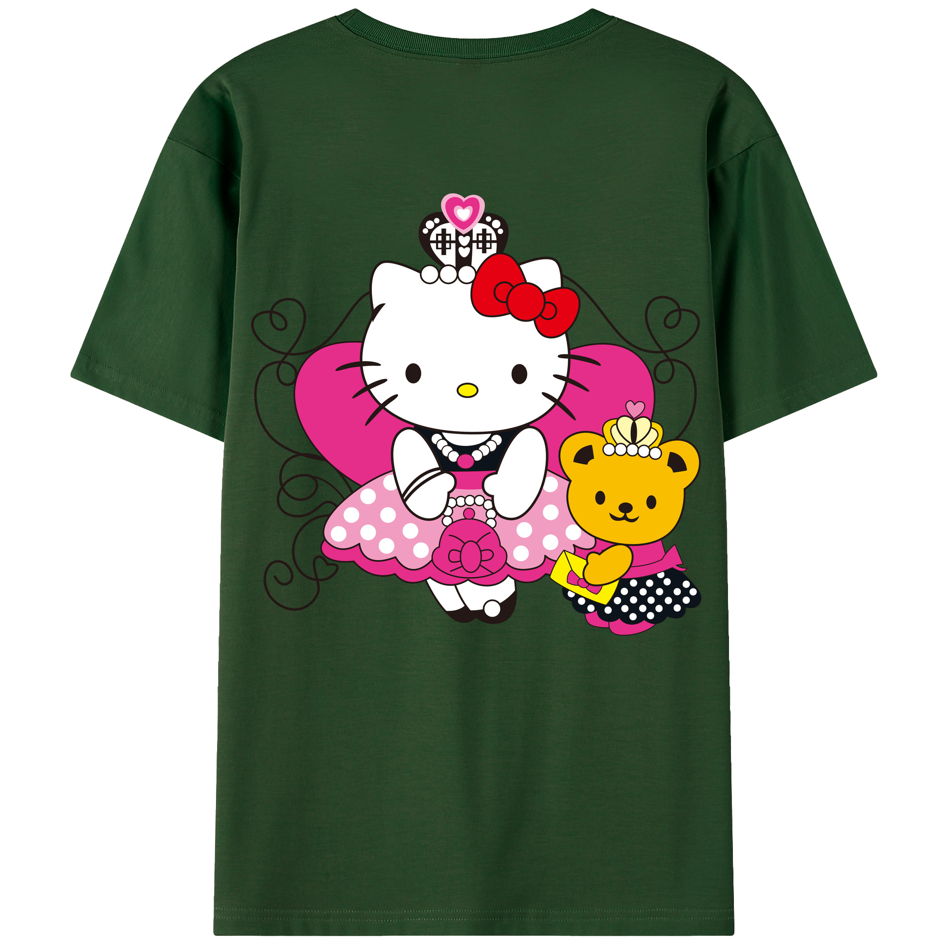 （画像用） Hello Kitty ハローキティ 綿100％半袖Tシャツ（背面プリント）